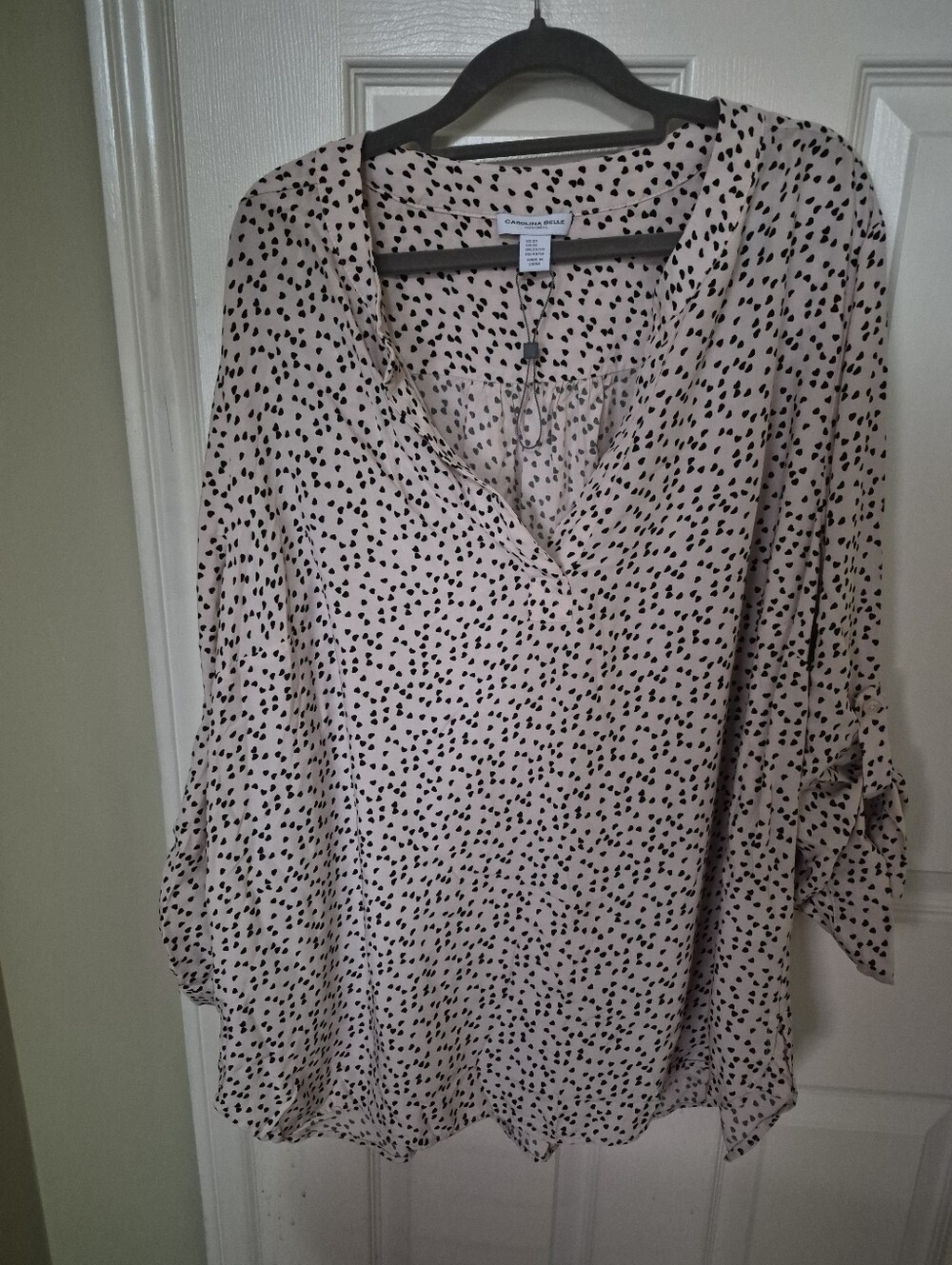 Caroline Belle Cream Tunic Top with Black Spot Print